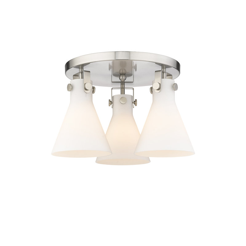 Plafonnier encastré 3 lumières Skokie, Blanc mat, Nickel satiné