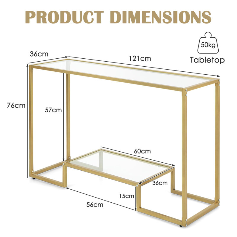 Aaloni 47.6cm Glass Top Console Table