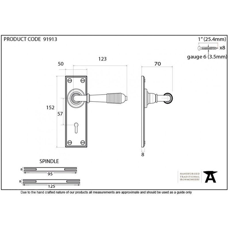 Reeded Lock Door Handle Kit, Polished Bronze