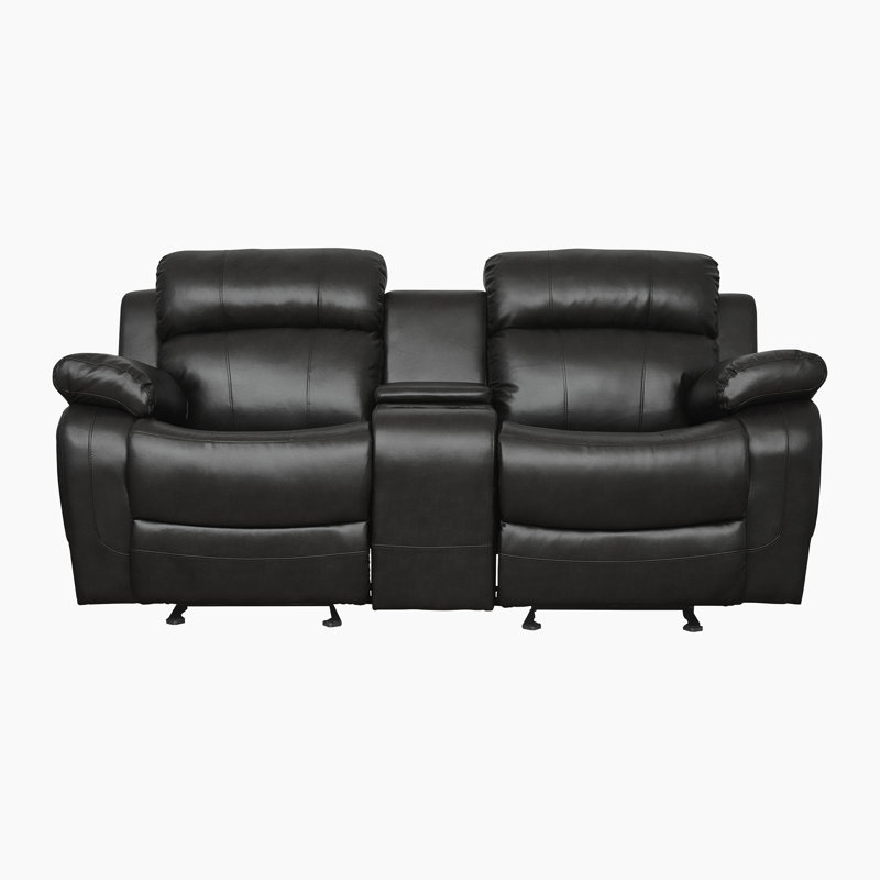 Nazeeha Loveseat, Black Faux Leather