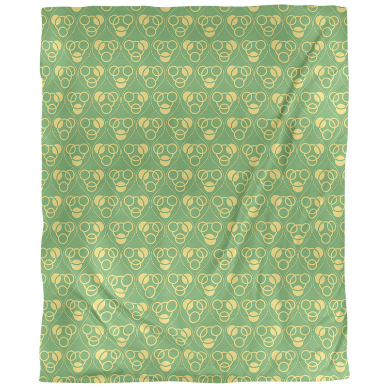 Housse de couette simple Circles Waves, Housse de couette pour très grand lit, Polyester brossé, Vert/jaune