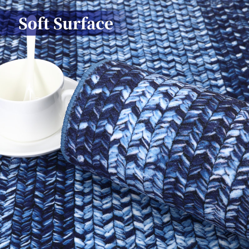 Washable Modern Rugs for Bedroom Imitation Braided Soft Geometric Area Rug Non Slip Stain Resistant Carpet, Rectangle 5' x 7'