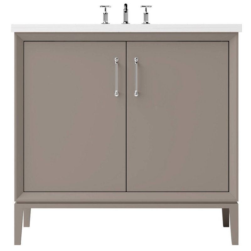 Alexandra Single Bath Vanity, Polished Chrome, 36", Taos Taupe