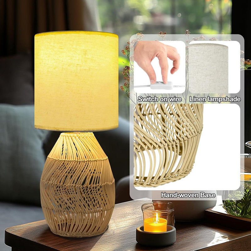 Lampe de table en rotin Boho