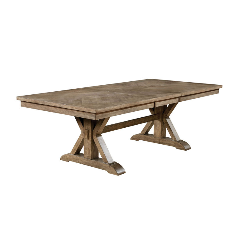 90" W Rustic Dining Table, Light Oak/Beige