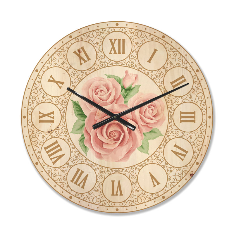 Horloge murale moderne en bois rose, Moyenne