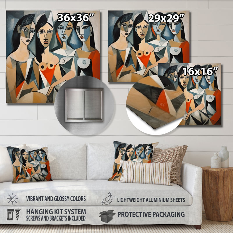 Remaster Les Demoiselles D Avignon par Pablo II - mode, art en métal, H 29 po x l 29 po