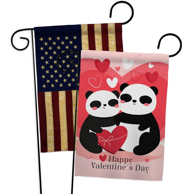 Drapeau de jardin Panda avec amour 2 côtés en polyester 18 x 13 po