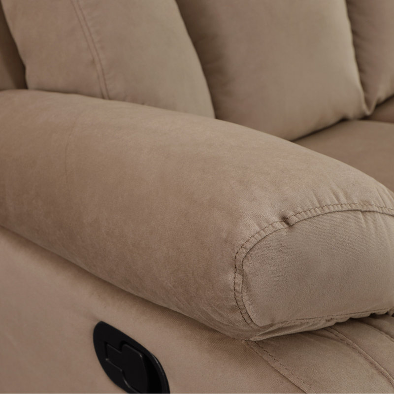 RecliningTransitional Microfiber Fabric Loveseat, Beige