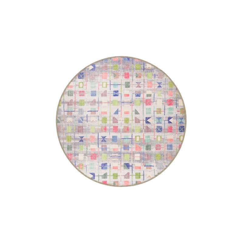 Geometric Themed Patterned Woven Base Machine Washable Rug, Rectangle 3'11" x 5'11" Rug Pad Included