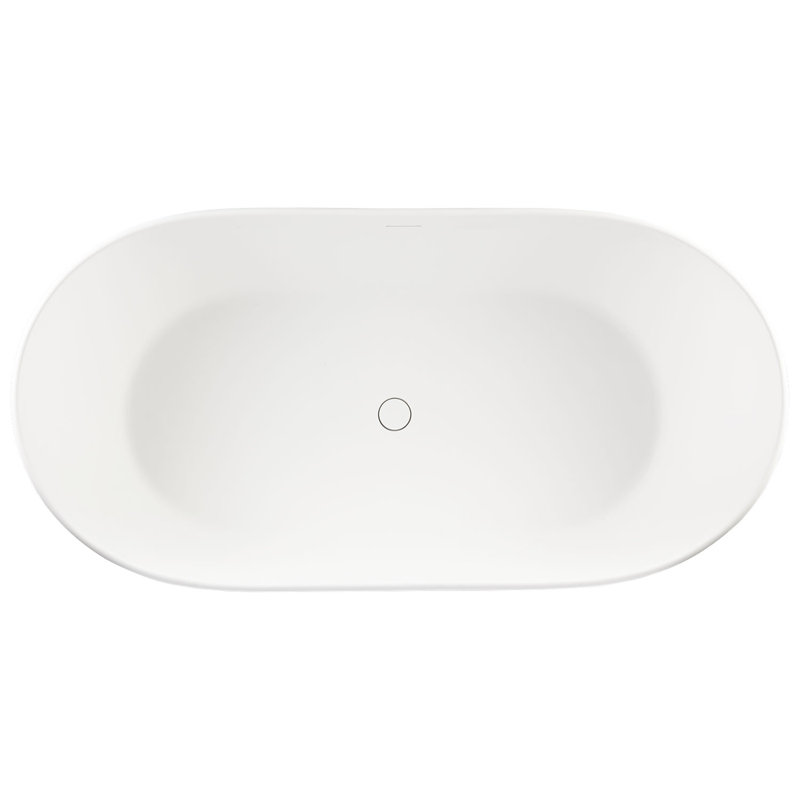 64" White Solid Surface Freestanding Oval Bathtub