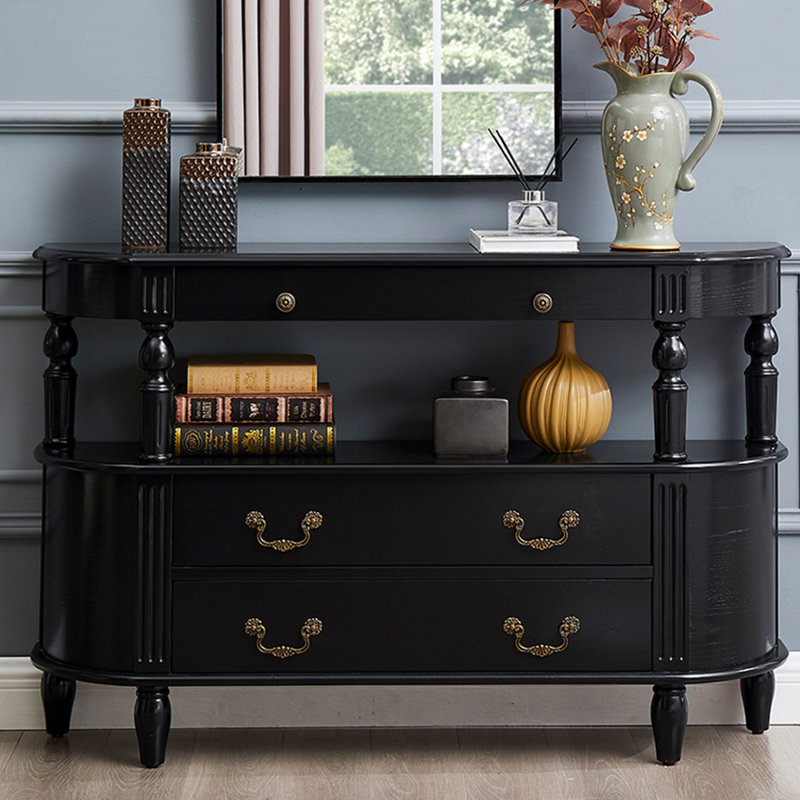 Callaway 51.2" Solid Wood Console Table, Black