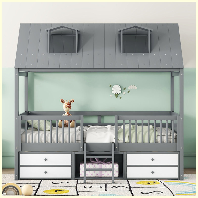 Structure de lit Modern, Gris, Lit simple