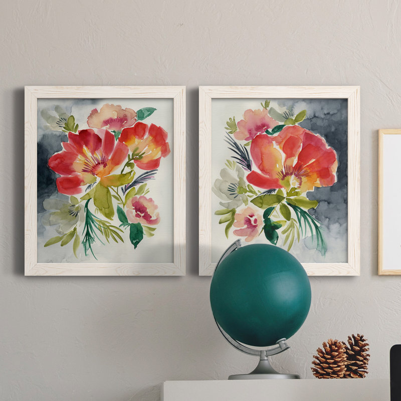Twilight Brights I - ensemble de 2 peintures sur toile encadrées, Toile blanche encadrée, H 20 po x l 17 po x P 1 po
