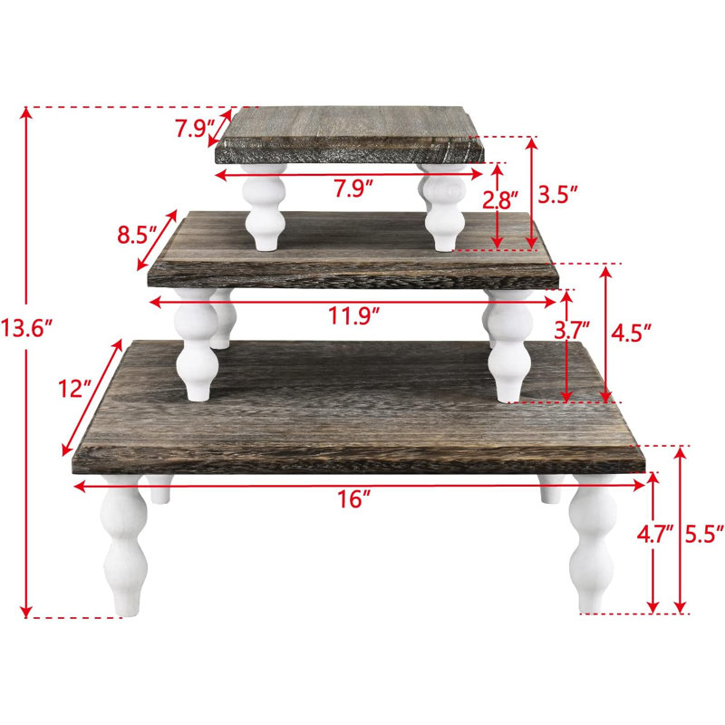 Small Coffee Wooden Display Riser Set of 3