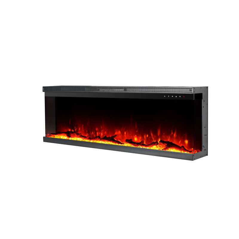 17 Stories, 50" 3-Side Panoramic Insert Fire, Log Crystal Bed