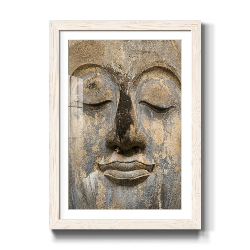 Serene Buddha - reproduction de photo sur papier encadrée, H 31,5 po x l 23,5 po x P 1,5 po, Blanc