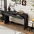 Curved Retro Entryway Console Table with 2 Drawers, Open Base Accent Table with Fluted Detail for Living Room & Dining Room-1345011272