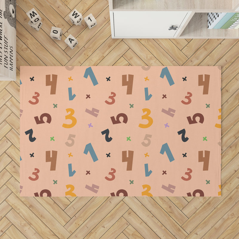 Numbers Kids Play Mat, Peach/Orange, Rectangle 2' x 3'