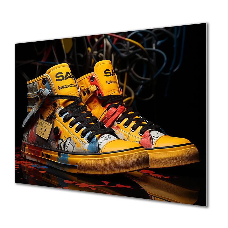 Espadrilles jaunes Urban Edge - art mural en métal Balenciaga MT132041, H 16 po x l 32 po x P 1 po