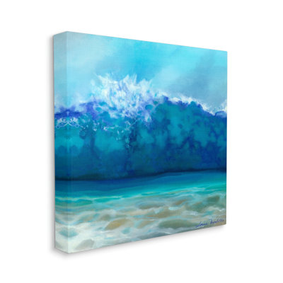 Au-493-Canvas " Vivid Blue Tsunami Wave Splash " by Louise Montillio Painting Print