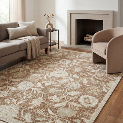 Wyline Global Botantical Rust/ Beige Fringed Mix Pile Rug