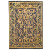 High-Quality Hand-Knotted Black And Gold Area Rug