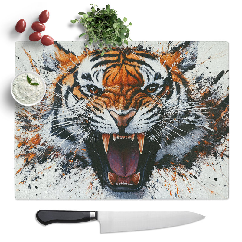 Tiger Composition  Glass Chopping Board