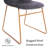 Modway Dining Set Velvet Upholstered Chairs with Gold Legs Round Table Modern Minimalist Gray for Small Dining Spaces-861388652