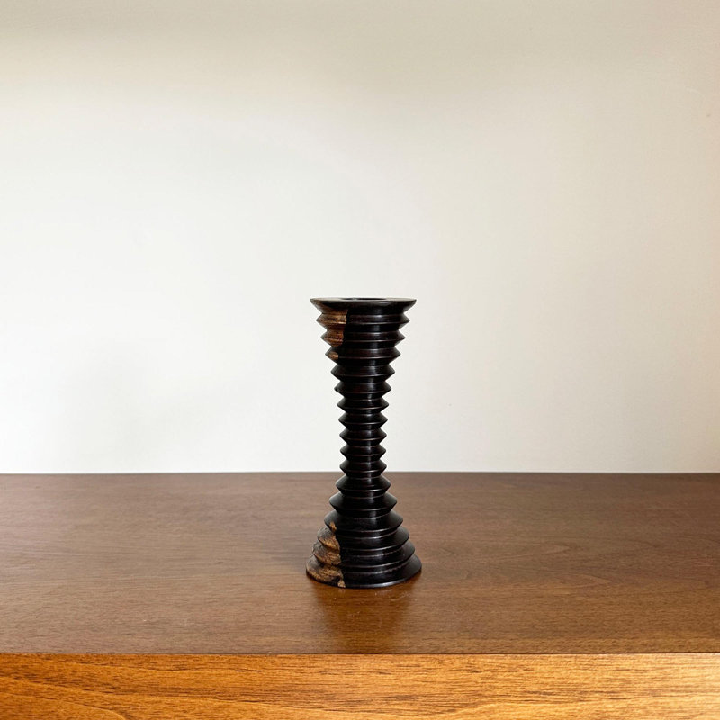 Ebony Wood Collection Candlestick, 5.8"