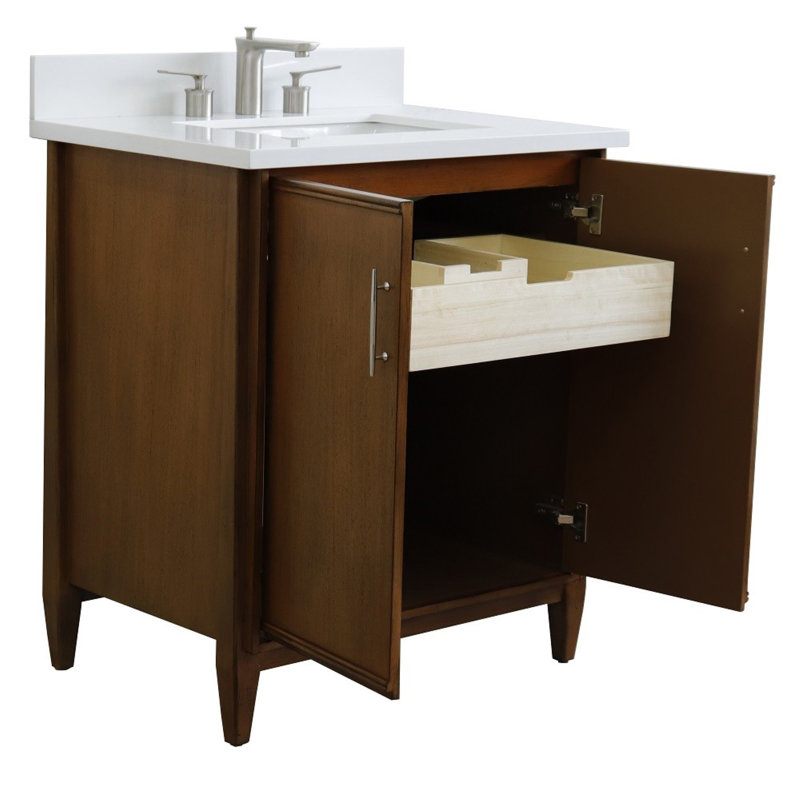 Ensemble de meuble-lavabo simple 31 po, Quartz blanc
