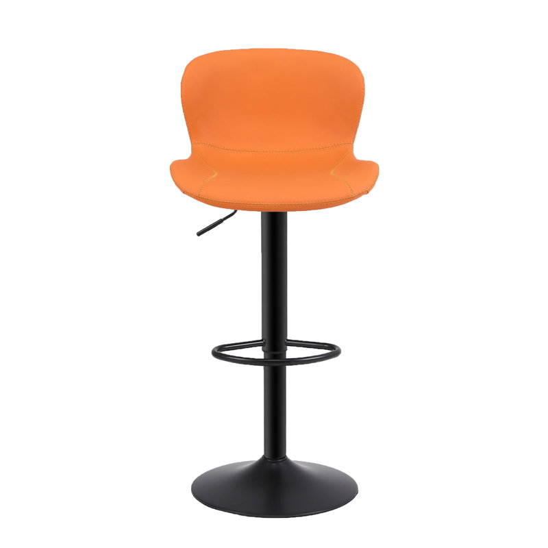 Swivel Upholstered Adjustable Height Counter Stool with Metal Frame, 1, Orange