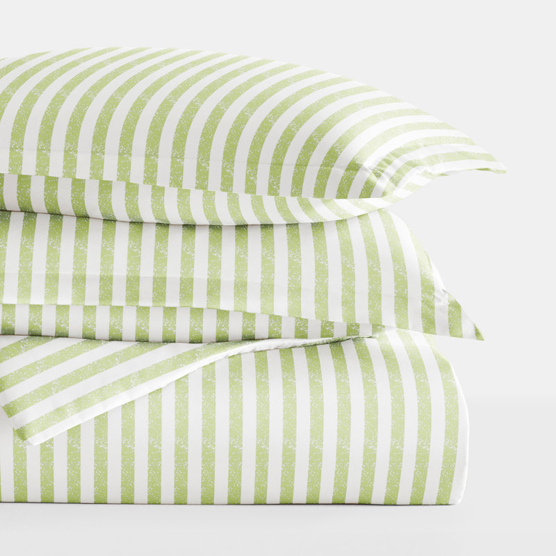 Becky Cameron Distressed Rugged Stripe Duvet Cover Set, King/Cal. King Duvet Cover + 2 King Shams, Sage