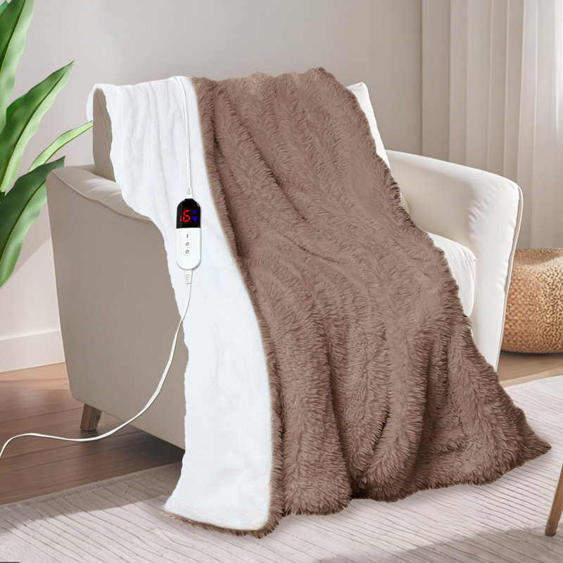 Couverture électrique - couverture chauffante avec 6 niveaux de chauffage, arrêt automatique pendant 10 heures, protection contre la surchauffe douce, certifié ETL (brun, 84 po x 90 po)