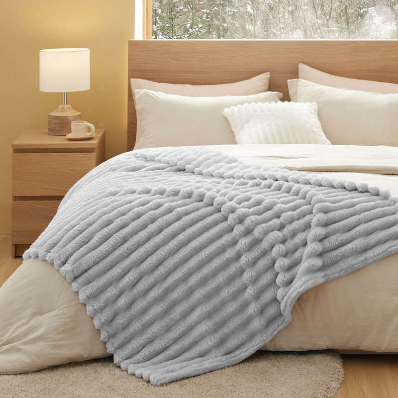 Bedsure Fleece Throw Blanket – Super Soft Cozy Throw for Dorm Bed & Couch – Light Gray(60x80) – Ideal Gift for College Students