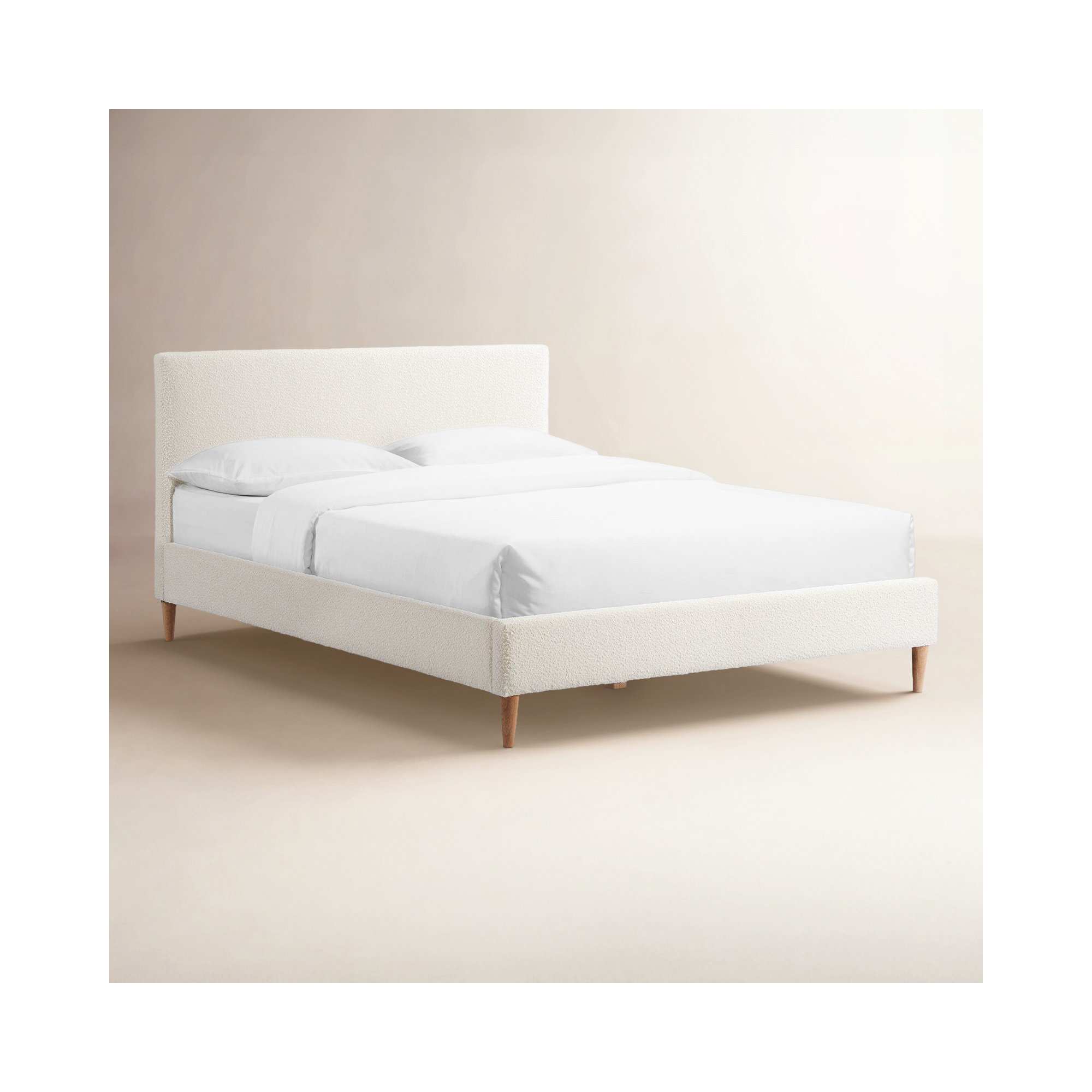 Nova Boucle Platform Bed, Queen, White