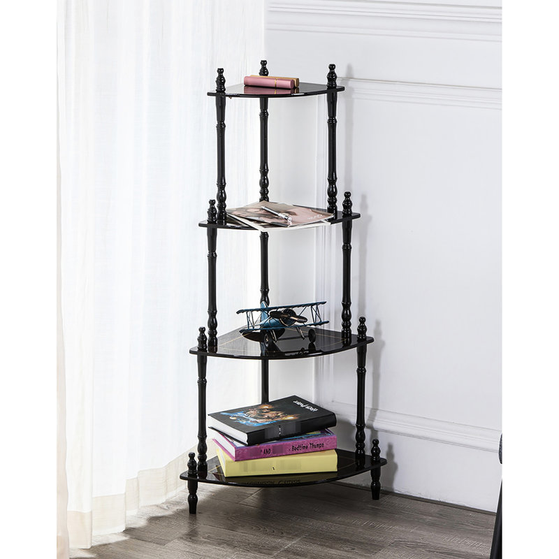 4 tablettes d'angle en bois de 39 po de hauteur, pour ranger des livres et des jeux de société