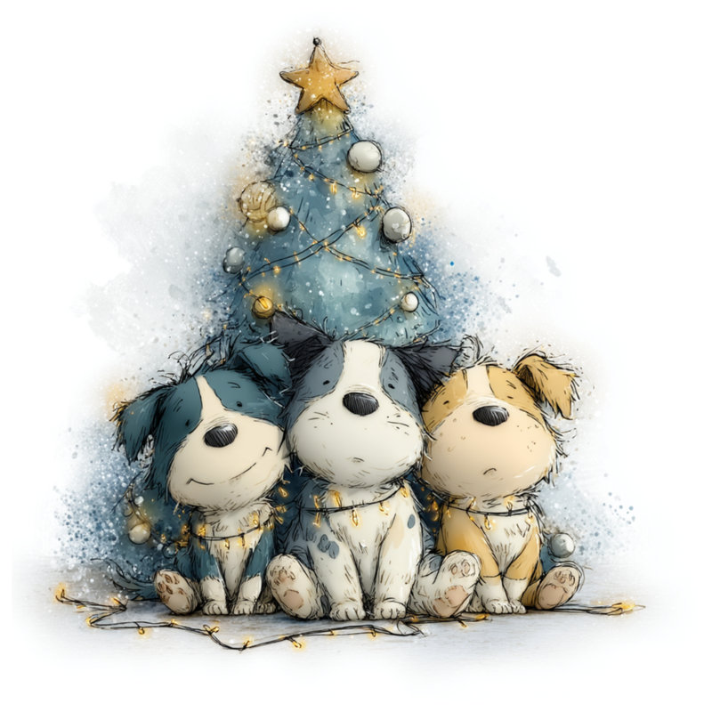 Three Puppies Christmas Tree Comforter, Twin Extra Long