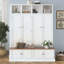 Arbre d'entrée 76,7 po avec banc et armoire, rangement 4 en 1 avec crochets et casiers ouverts-129530481