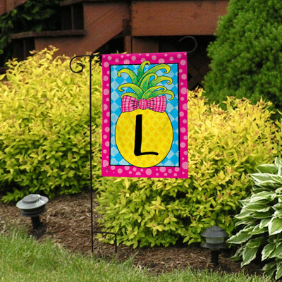 Pineapple Monogram Letter L Garden Flag