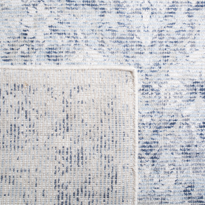 Abry Hand Loomed Wool/Viscose Oriental Rug in Ivory, Round 6'