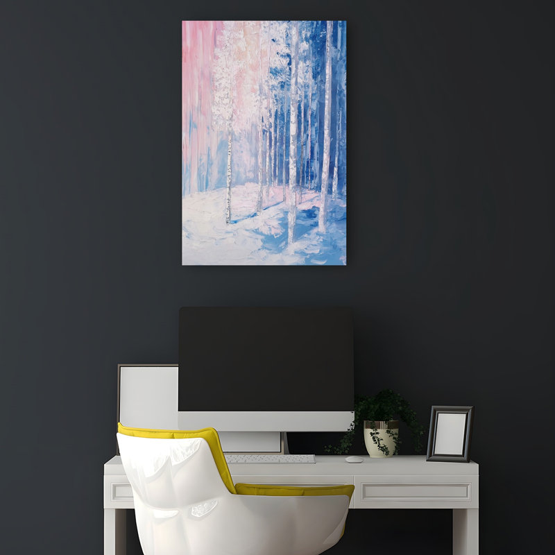 Art mural abstrait bleu et rose, 18" H x 12" W