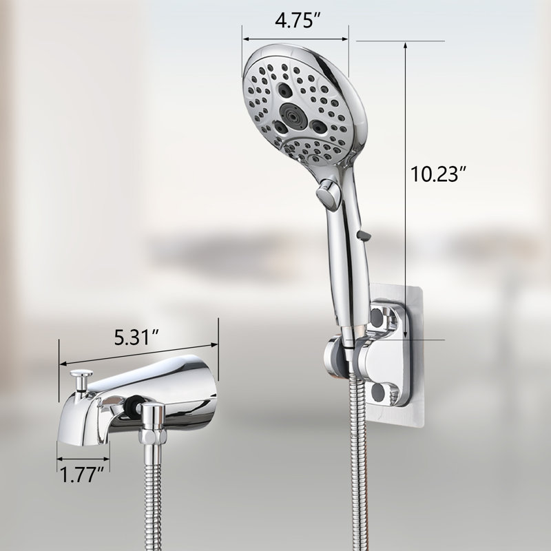 Robinet de baignoire inverseur relevable avec douche à main à 6 jets