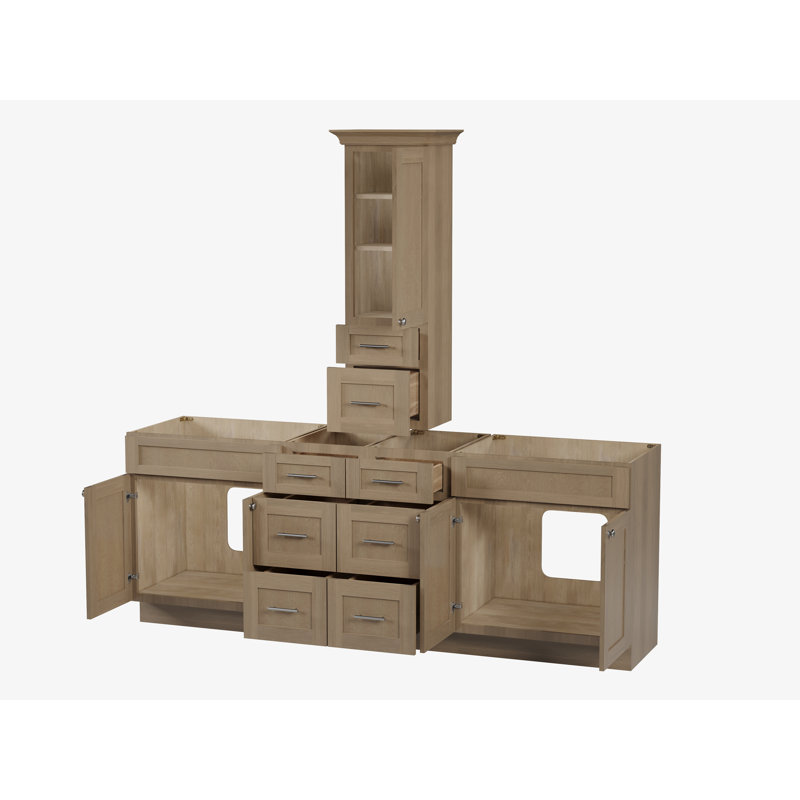Meuble-lavabo double 90 po avec comptoir Disar, Brun