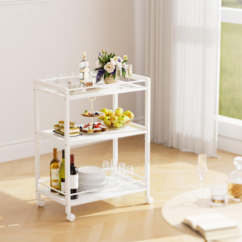 Metal Bar Cart, White