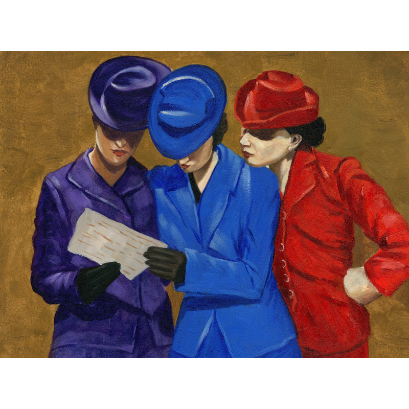 Les dames afro-américaines avec un chapeau - peinture sur toile tendue, H 24 po x l 32 po