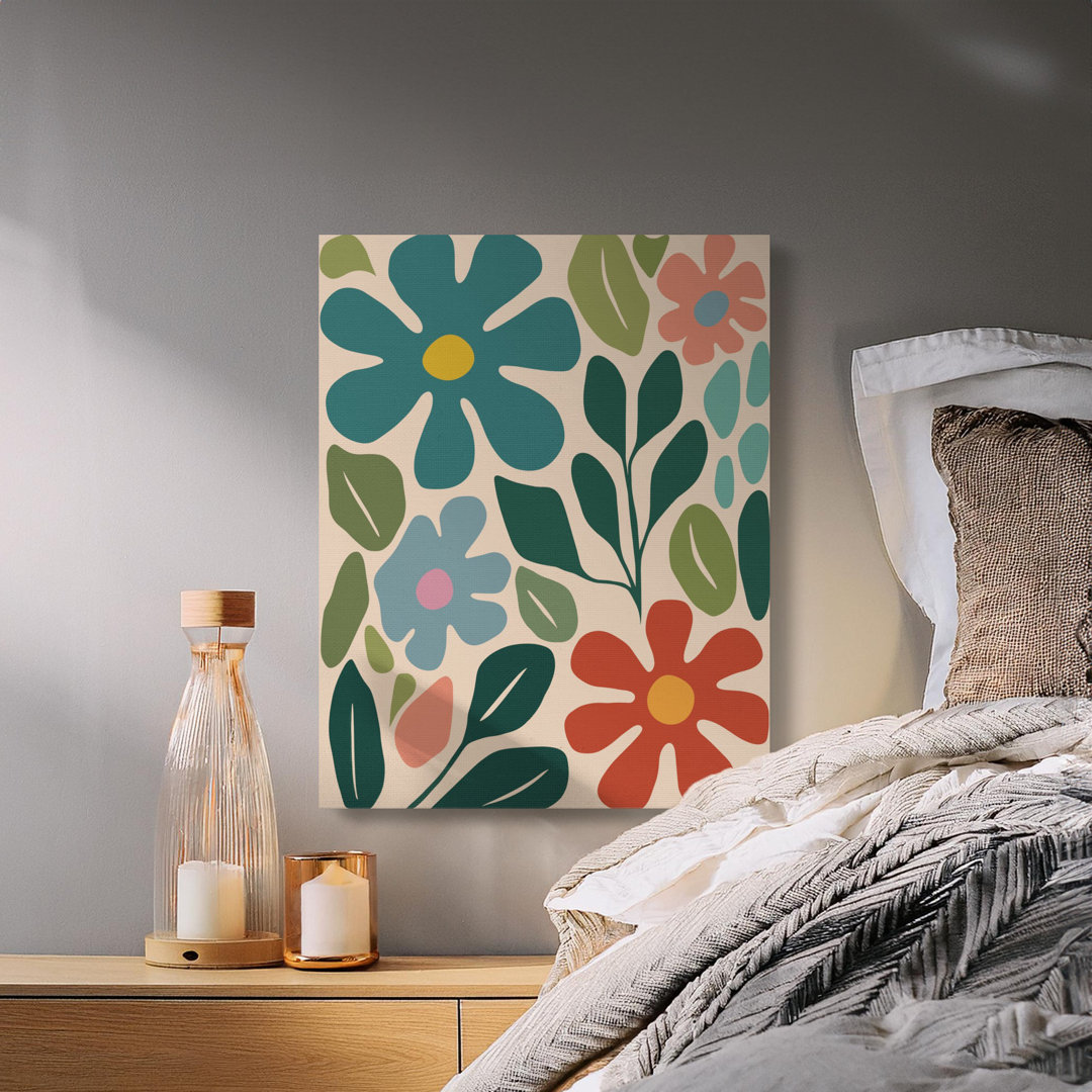 Retro Floral Abstract Botanical Canvas Art