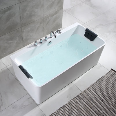 67'' x 33.5'' Freestanding Whirlpool Plastic / Acrylic Bathtub with Faucet