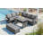 5-Piece Outdoor Patio Rattan Sofa Set, Sectional Pe Wicker L-Shaped Garden Furniture Set With 2 Extendable Side Tables, Dining Table And Washable Covers For Backyard, Poolside, Indoor-836809578-836809572