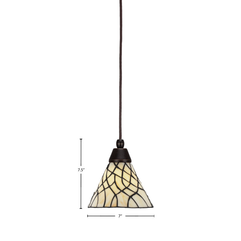 Cord Hung Mini Pendant Shown With 7" Sandhill Art Glass, Dark Granite